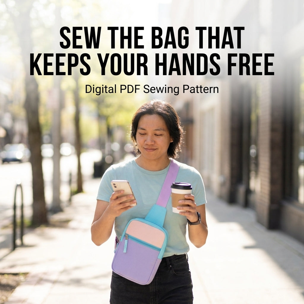 Sling Bag PDF Sewing Pattern | Colour Block Crossbody Chest Bag | Beginner Zip Bag Project | Instant Download