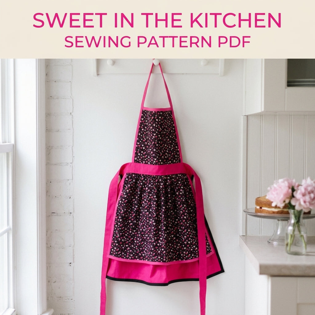 Pink Heart Layered Apron Sewing Pattern PDF – Easy Bound Apron