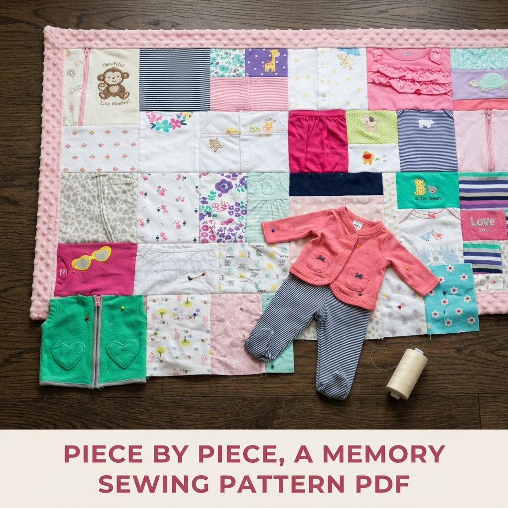 Minky Border Memory Quilt Sewing Pattern PDF – Baby Clothes Keepsake with Soft Border
