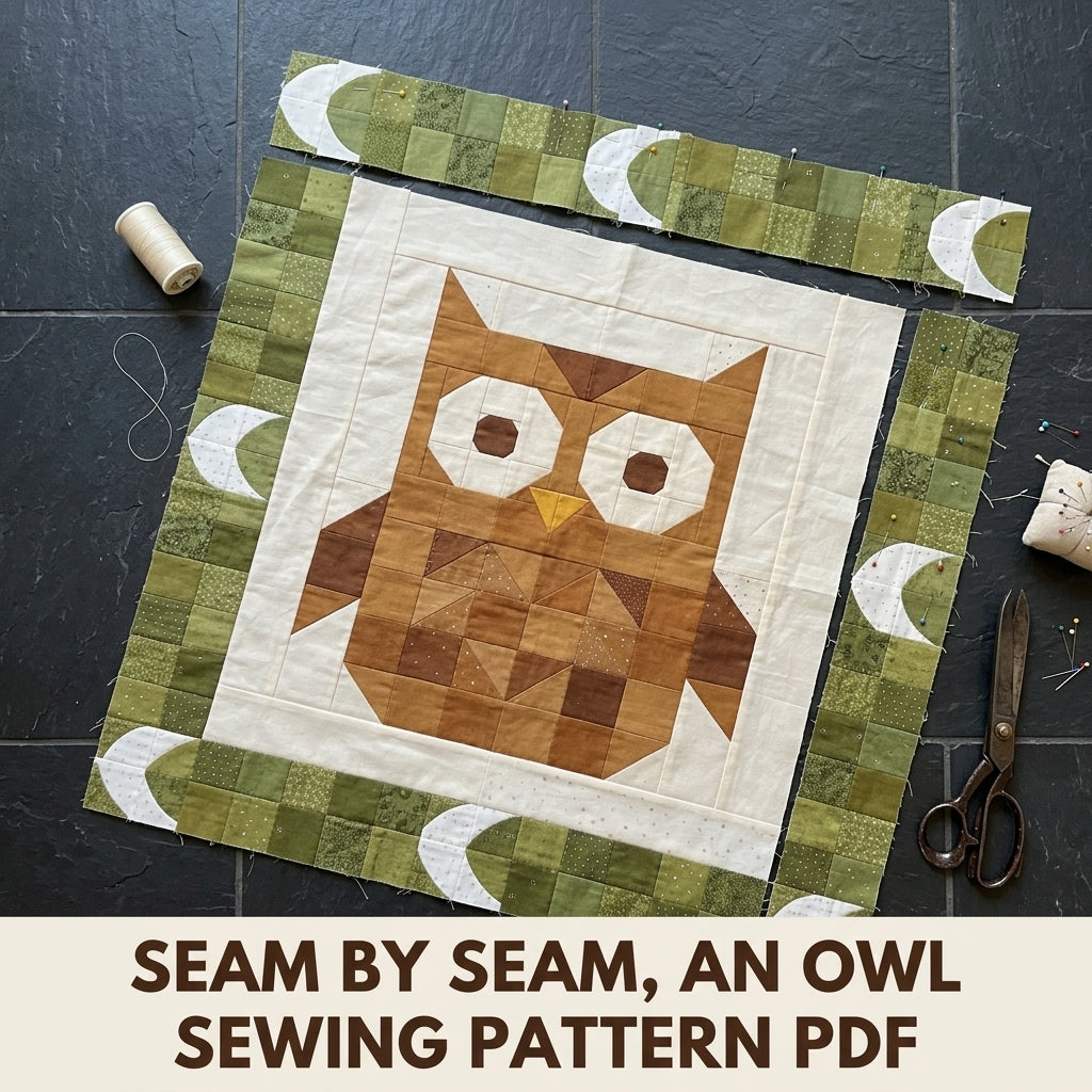 Owl Baby Quilt Pattern PDF – Woodland Pieced Nursery Quilt with Green Border