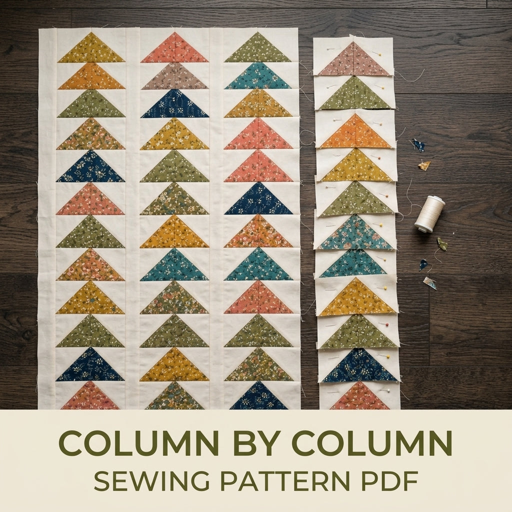 Flying Geese Columns Quilt Pattern PDF – Traditional Throw Quilt with Sashed Geese Columns