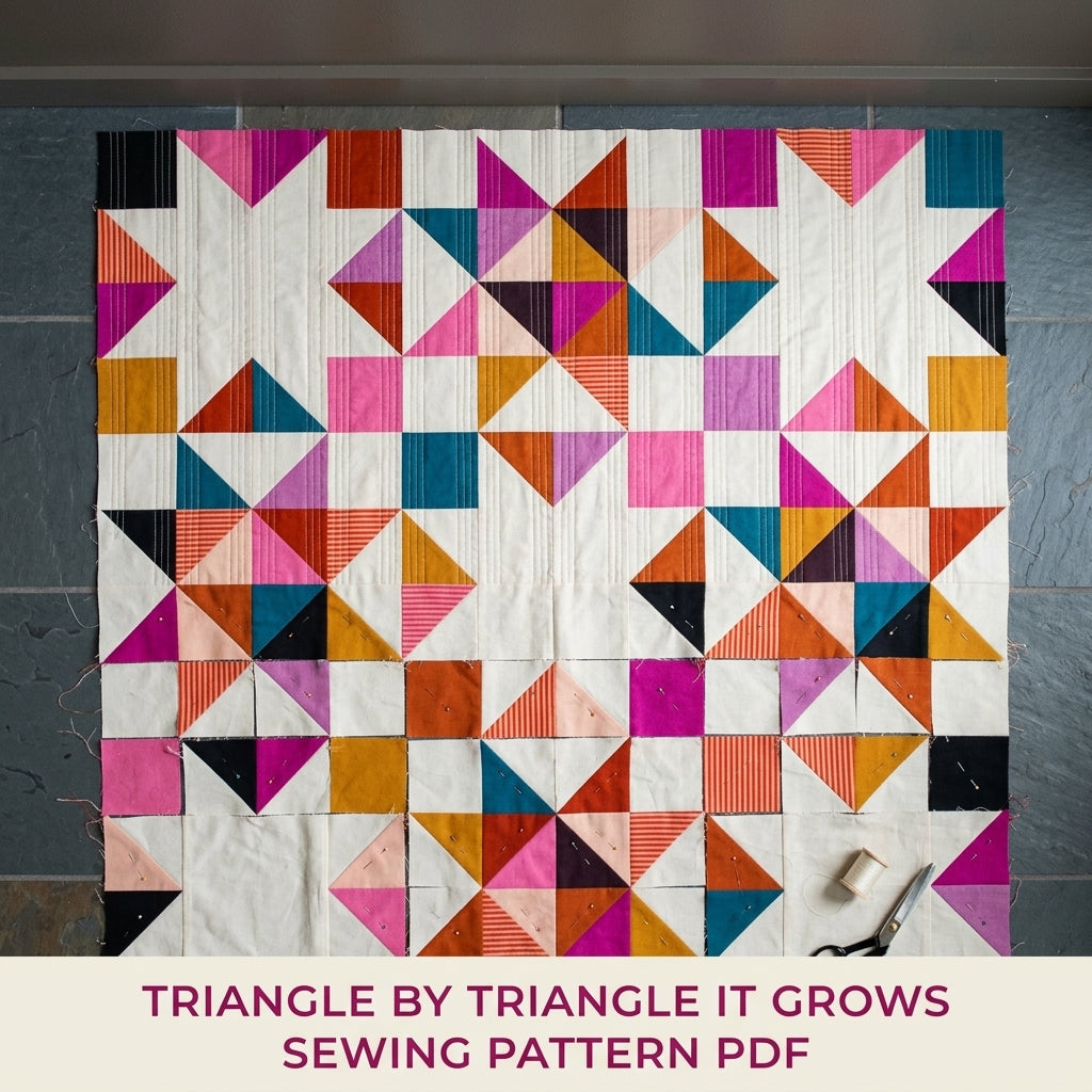 Modern Big Star Quilt Pattern PDF – Bold Half-Square Triangle Star Quilt