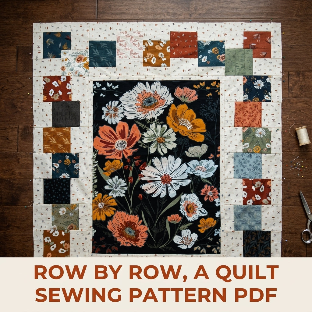 Panel Quilt Sewing Pattern PDF – Stepped Squares Frame for Any Fabric Panel