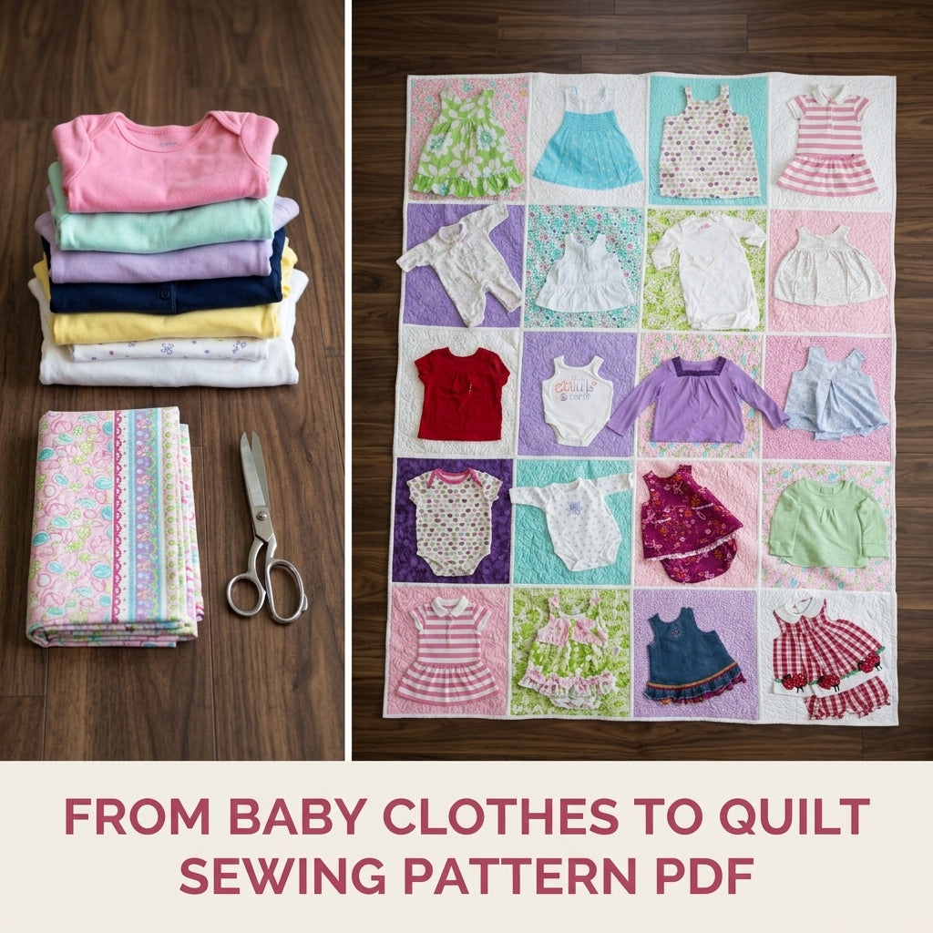 Framed Outfit Memory Quilt Sewing Pattern PDF – Whole Baby Clothes Appliqué Keepsake