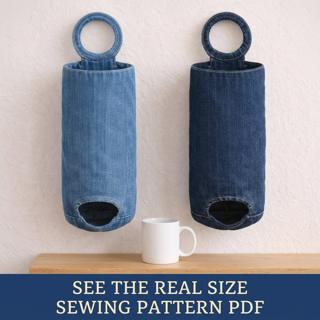 Denim Bag Dispenser Sewing Pattern PDF – Upcycled Jeans Plastic Bag Holder