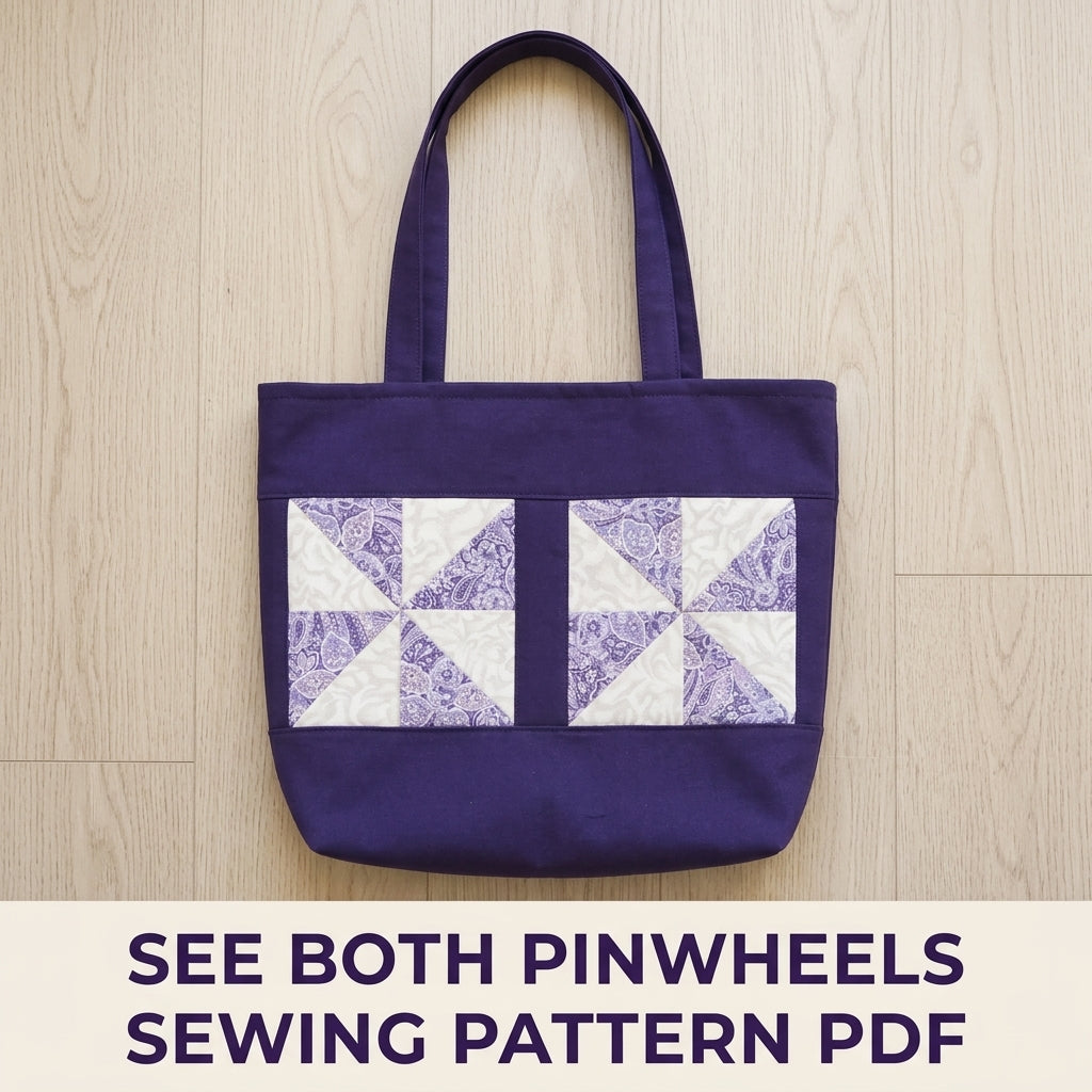 Pinwheel Block Canvas Tote Sewing Pattern PDF – Quilt Block Tote Bag