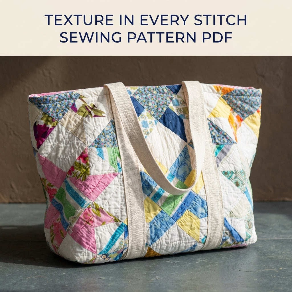 Scrappy Star Quilt Tote Sewing Pattern PDF – Upcycled Quilt Tote Bag