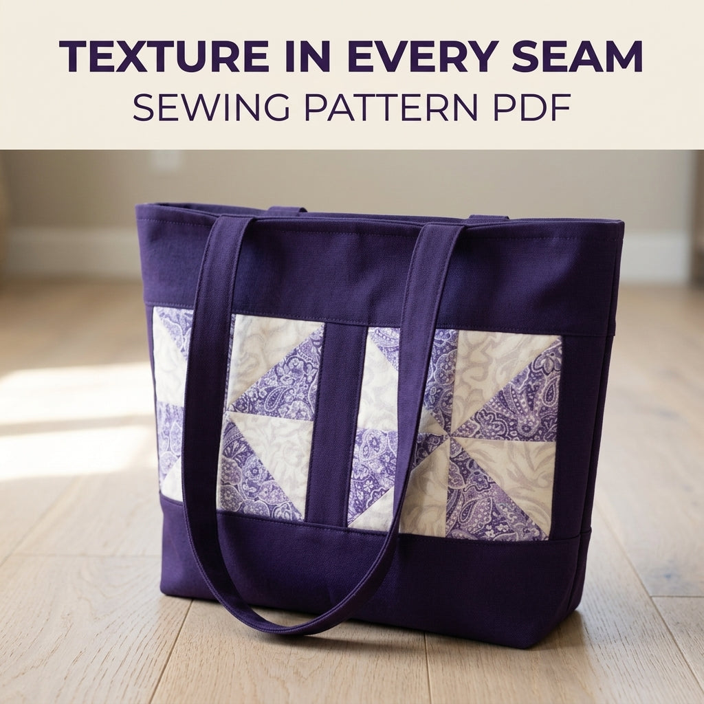 Pinwheel Block Canvas Tote Sewing Pattern PDF – Quilt Block Tote Bag