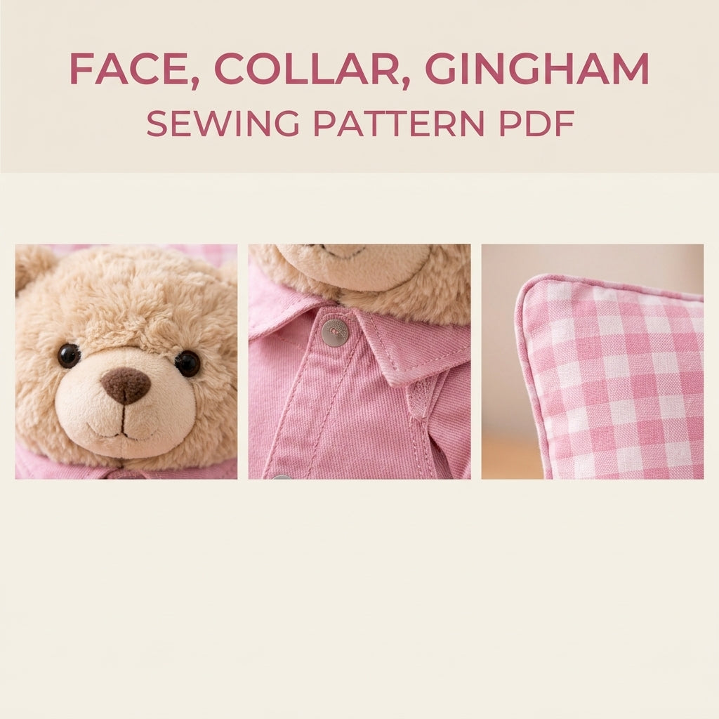 Teddy Bear Pocket Pillow Sewing Pattern PDF – Nursery Pillow with Plush Bear