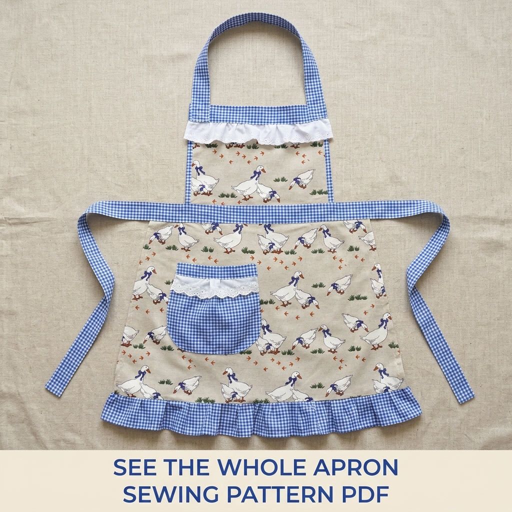 Gingham Goose Apron Sewing Pattern PDF – Farmhouse Ruffle Apron