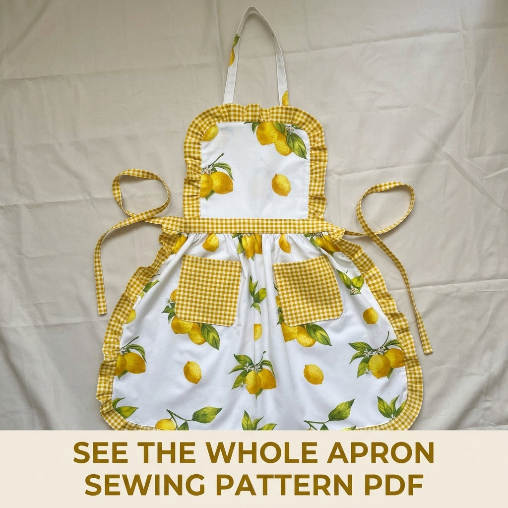 Lemon Gingham Ruffle Apron Sewing Pattern PDF – Cute Kitchen Apron