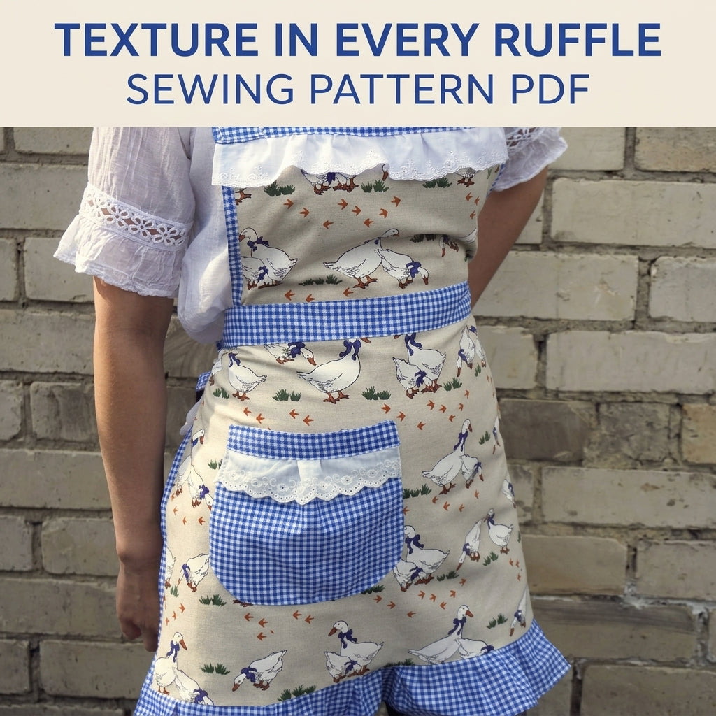 Gingham Goose Apron Sewing Pattern PDF – Farmhouse Ruffle Apron