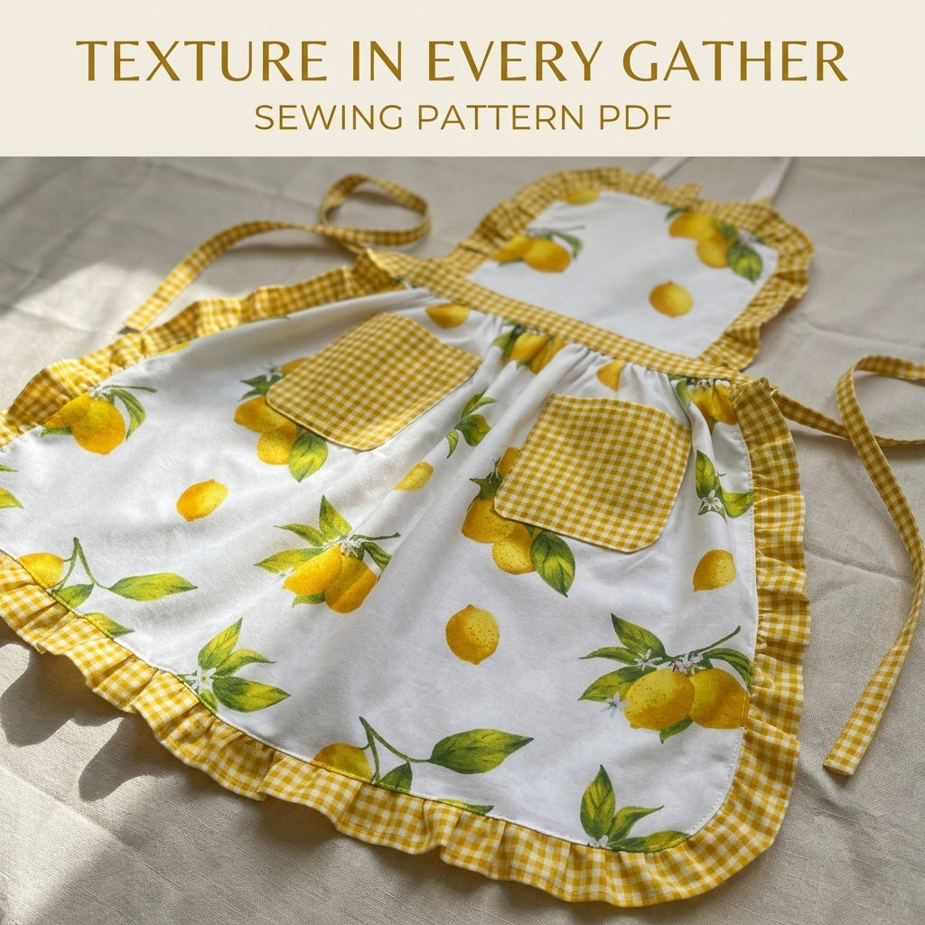 Lemon Gingham Ruffle Apron Sewing Pattern PDF – Cute Kitchen Apron