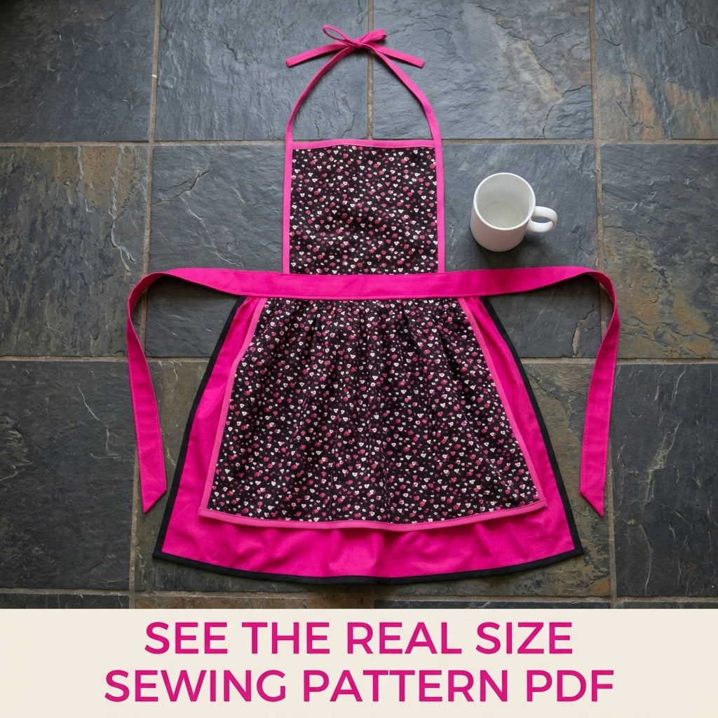 Pink Heart Layered Apron Sewing Pattern PDF – Easy Bound Apron