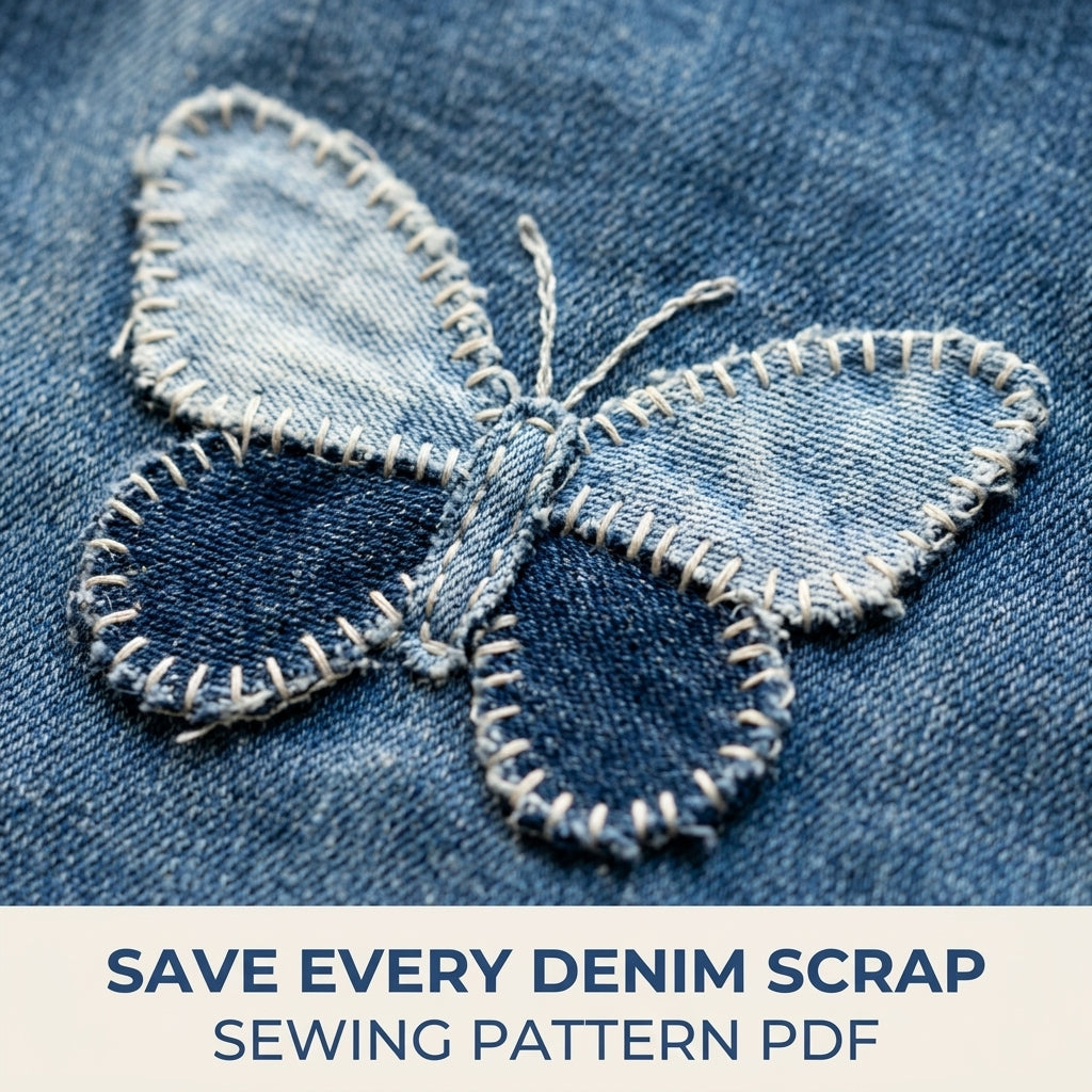 Denim Butterfly Zip Tote Sewing Pattern PDF – Upcycled Jeans Bag with Butterfly Appliqué