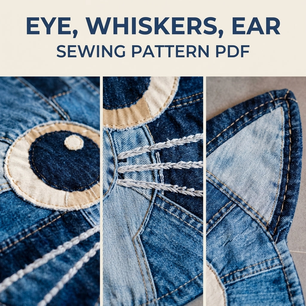 Denim Cat Face Rug Sewing Pattern PDF – Upcycled Jeans Cat Mat