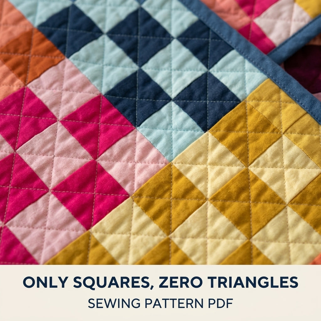 Rainbow Checkerboard Quilt Pattern PDF – Easy Squares Only Throw Quilt in Solids