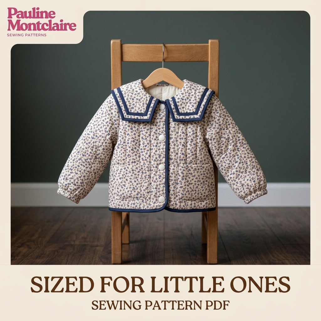 Children's Sailor Collar Jacket Sewing Pattern PDF – Quilted Girls' Jacket with Bias Binding