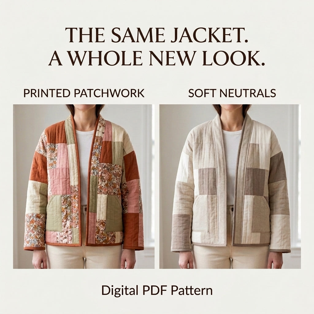Boxy Patchwork Quilted Jacket – PDF Sewing Pattern