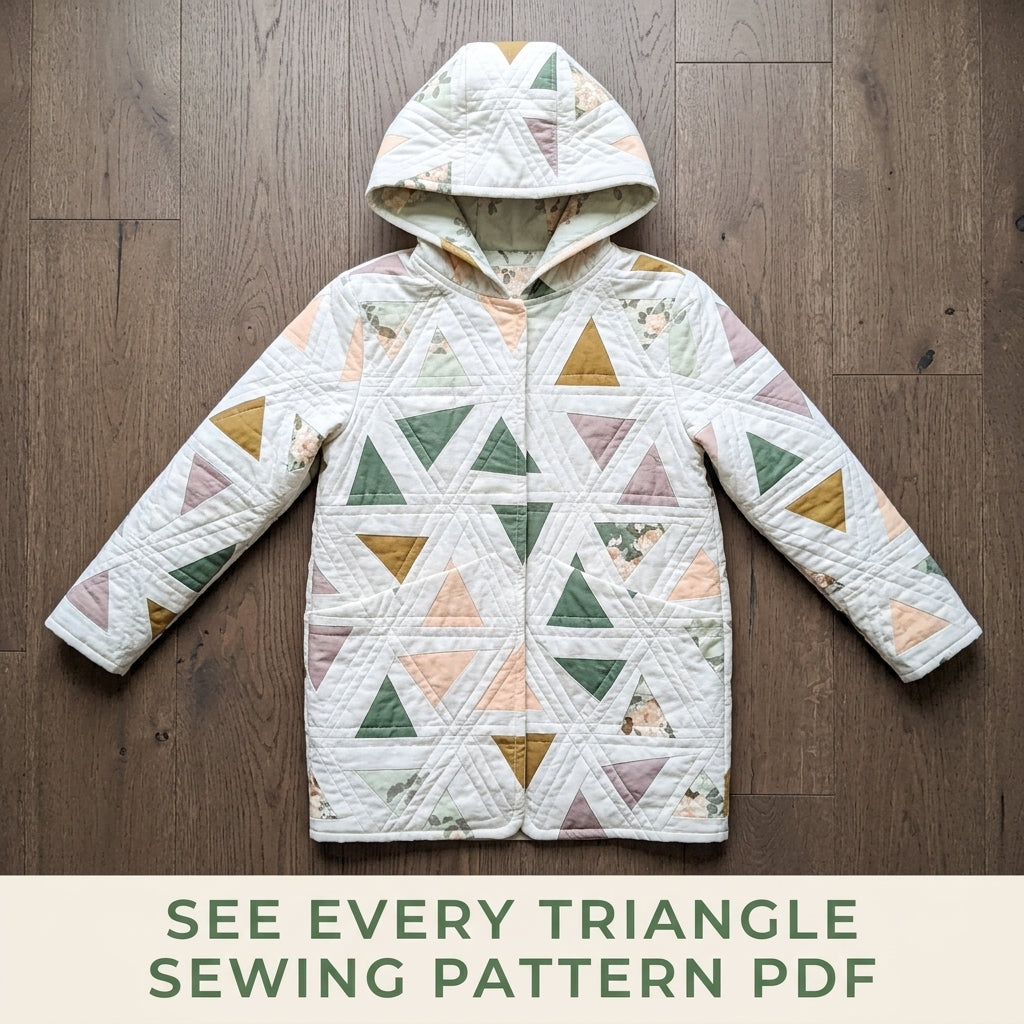 Triangle Hooded Quilt Coat Sewing Pattern PDF – Modern Quilted Coat