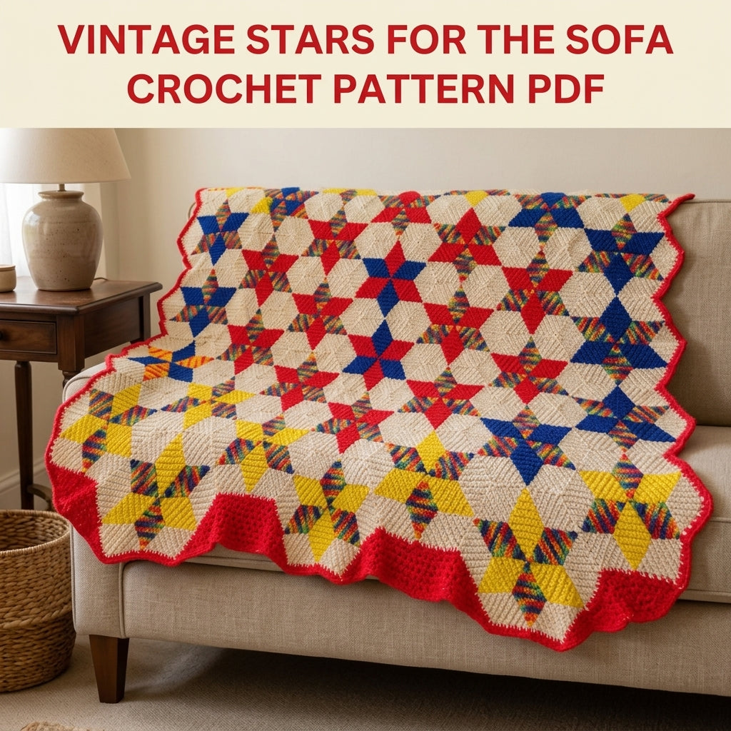Rainbow Star Hexagon Blanket Crochet Pattern PDF – Quilt Style Crochet Throw