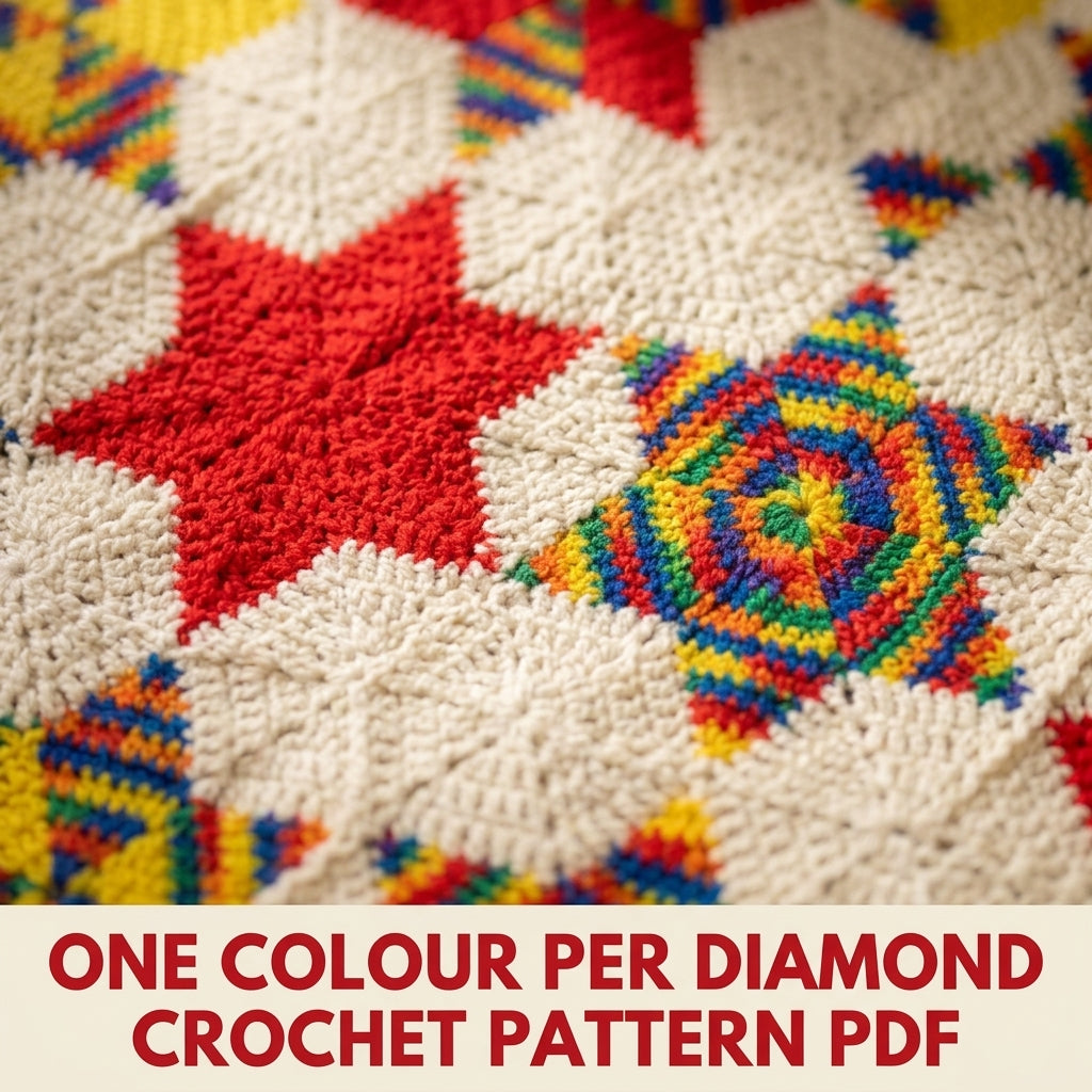 Rainbow Star Hexagon Blanket Crochet Pattern PDF – Quilt Style Crochet Throw