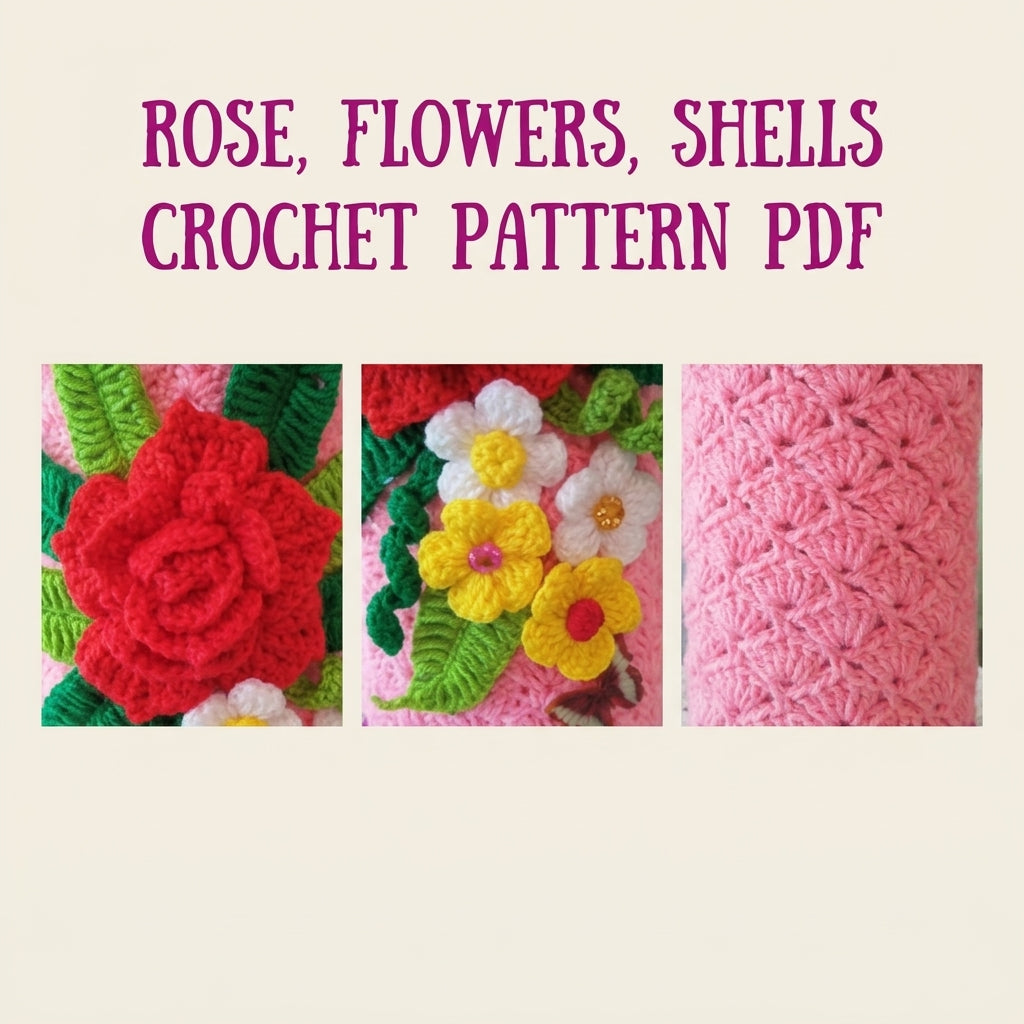 Rose Bouquet Bottle Holder Crochet Pattern PDF – Water Bottle Carrier