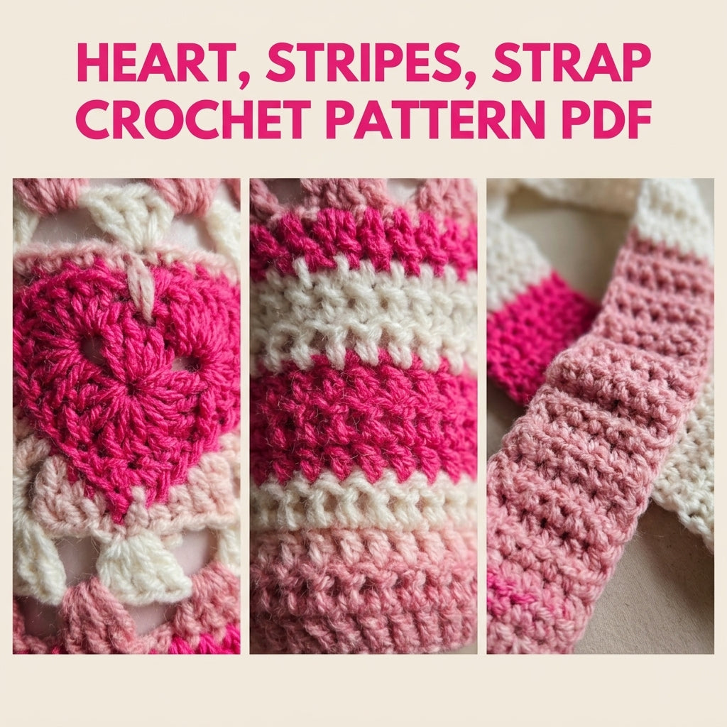 Pink Heart Tumbler Holder Crochet Pattern PDF – Tumbler Carrier with Strap