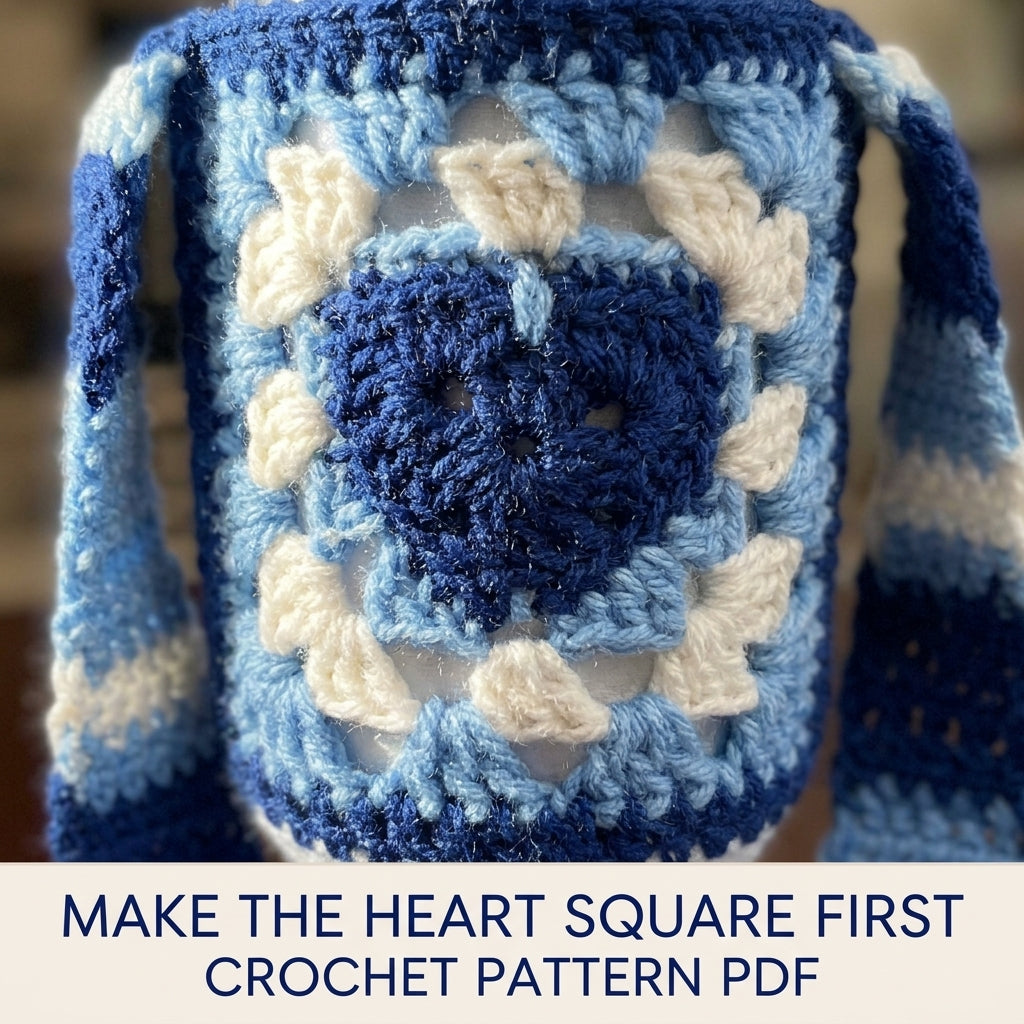 Blue Heart Tumbler Holder Crochet Pattern PDF – Tumbler Carrier with Strap