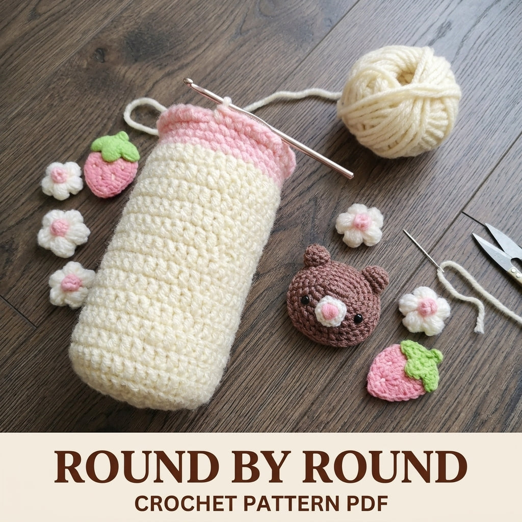 Teddy Bear Bottle Holder Crochet Pattern PDF – Chunky Water Bottle Carrier