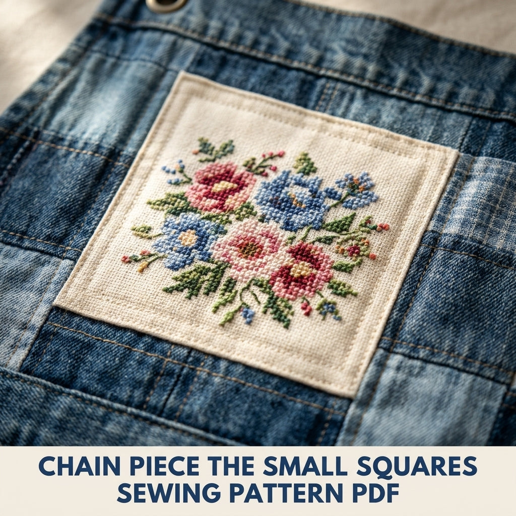 Blue Denim Patchwork Apron Sewing Pattern PDF – Upcycled Jeans Apron