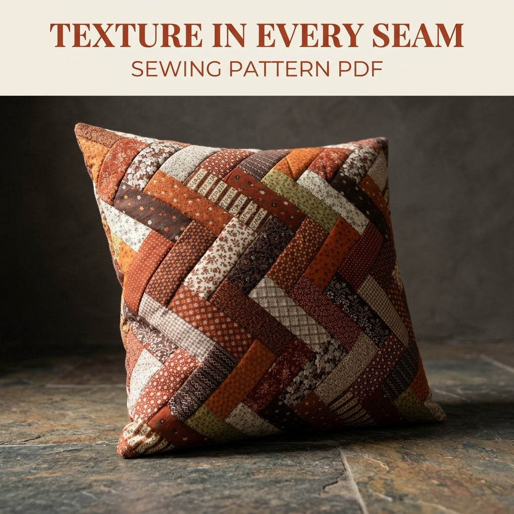 Autumn Braid Patchwork Cushion Sewing Pattern PDF – Herringbone Pillow