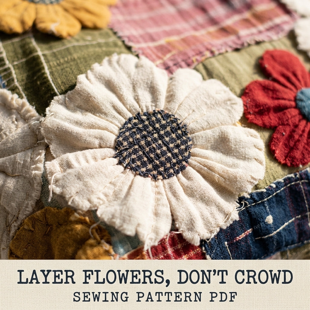 Daisy Garden Rag Patchwork Tote Sewing Pattern PDF – Boho Fabric Flower Bag