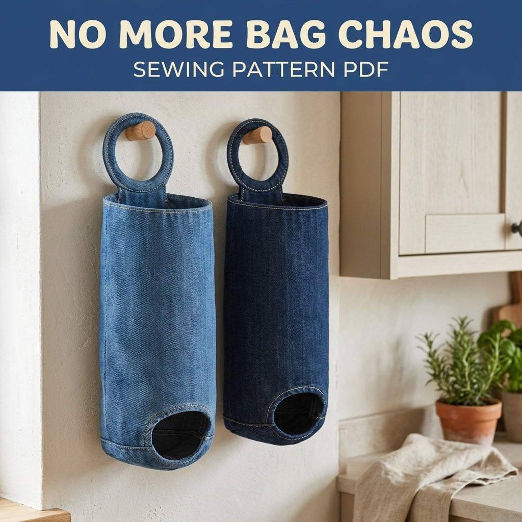 Denim Bag Dispenser Sewing Pattern PDF – Upcycled Jeans Plastic Bag Holder