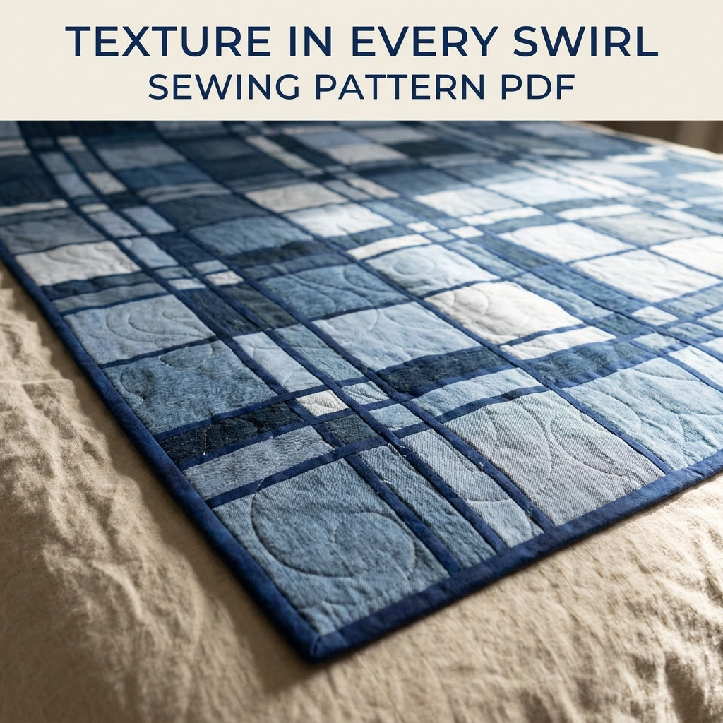 Denim Plaid Quilt Sewing Pattern PDF – Upcycled Jeans Tartan Quilt