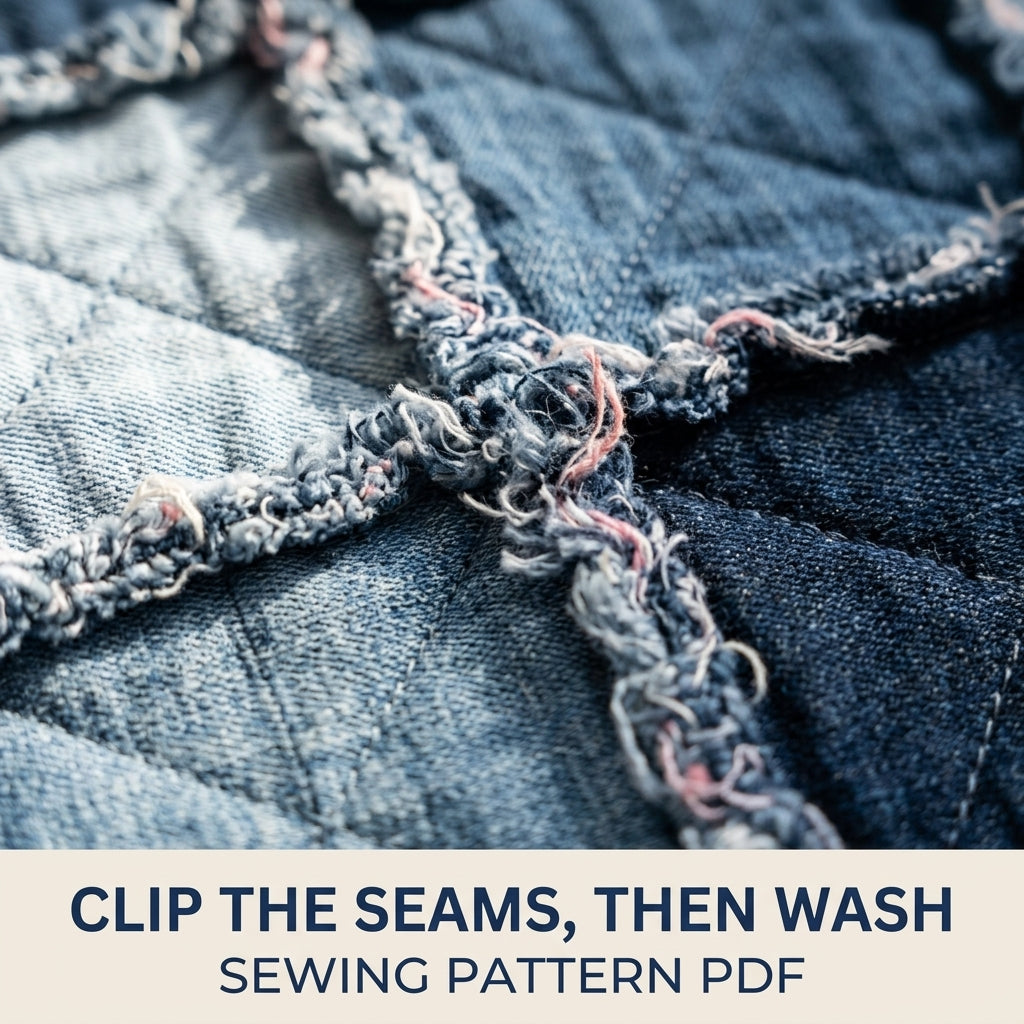Denim Rag Quilt Sewing Pattern PDF – Easy Upcycled Jeans Quilt