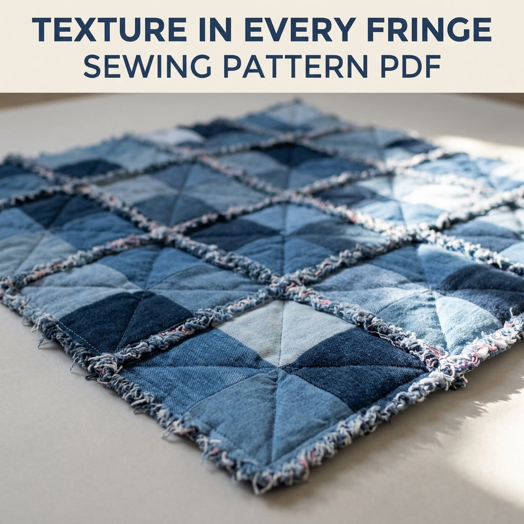 Denim Rag Quilt Sewing Pattern PDF – Easy Upcycled Jeans Quilt