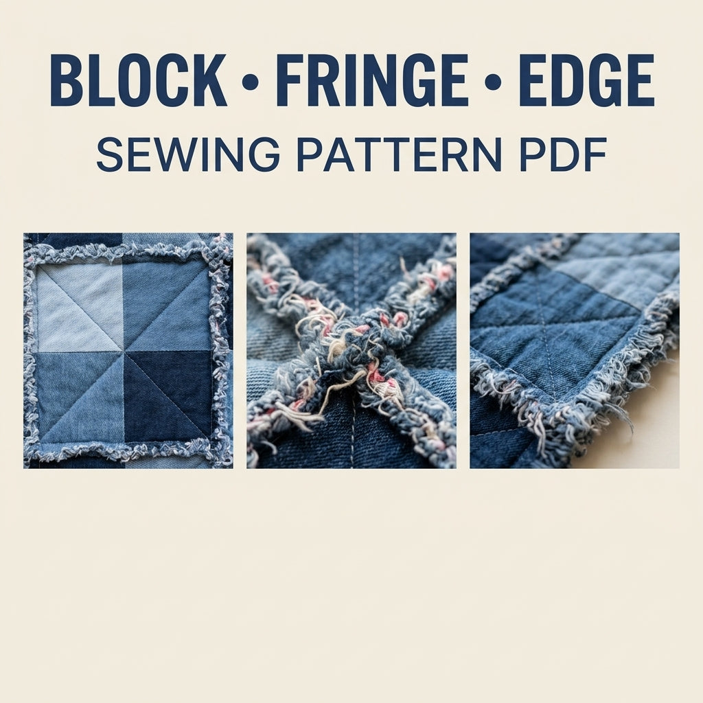 Denim Rag Quilt Sewing Pattern PDF – Easy Upcycled Jeans Quilt