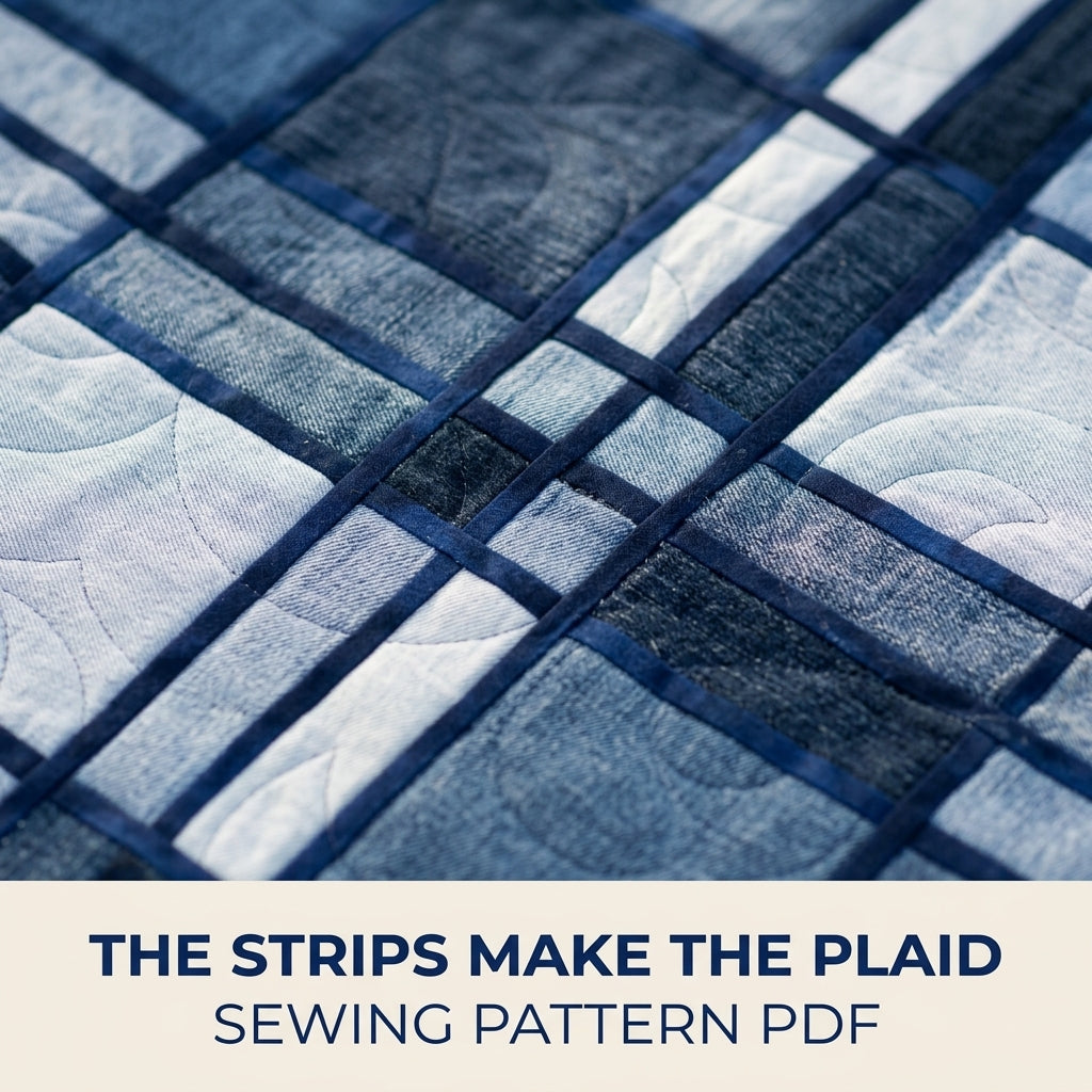 Denim Plaid Quilt Sewing Pattern PDF – Upcycled Jeans Tartan Quilt