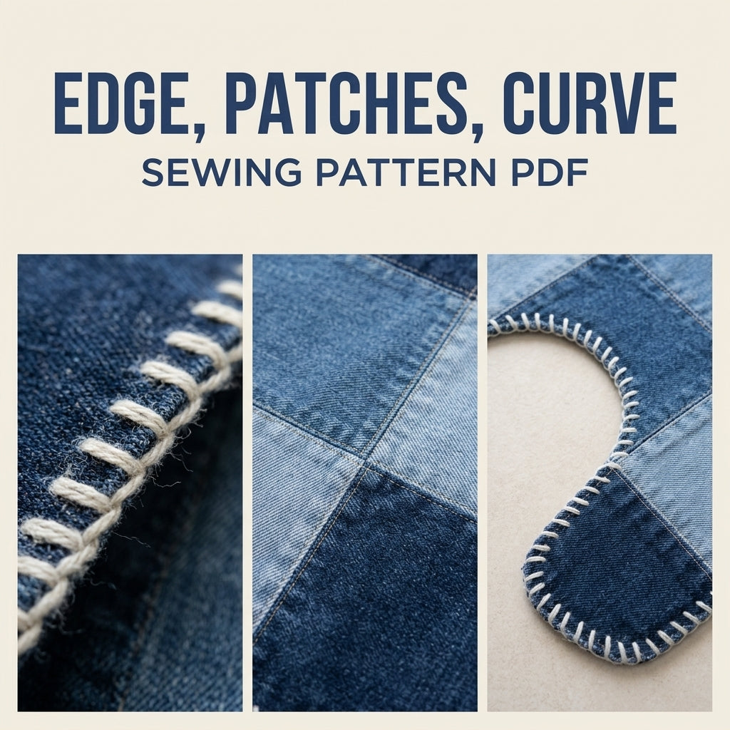 Denim Patchwork Bath Mat Set Sewing Pattern PDF – Upcycled Jeans Bathroom Rugs