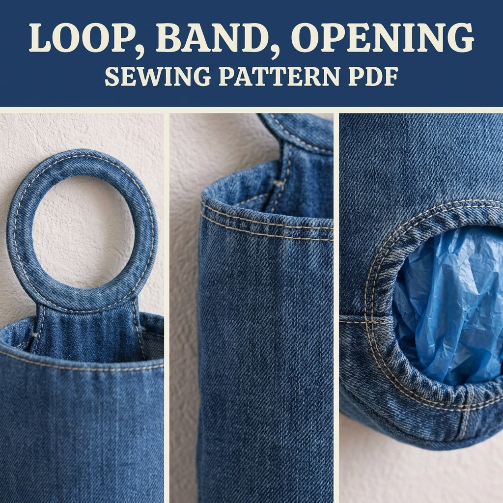 Denim Bag Dispenser Sewing Pattern PDF – Upcycled Jeans Plastic Bag Holder