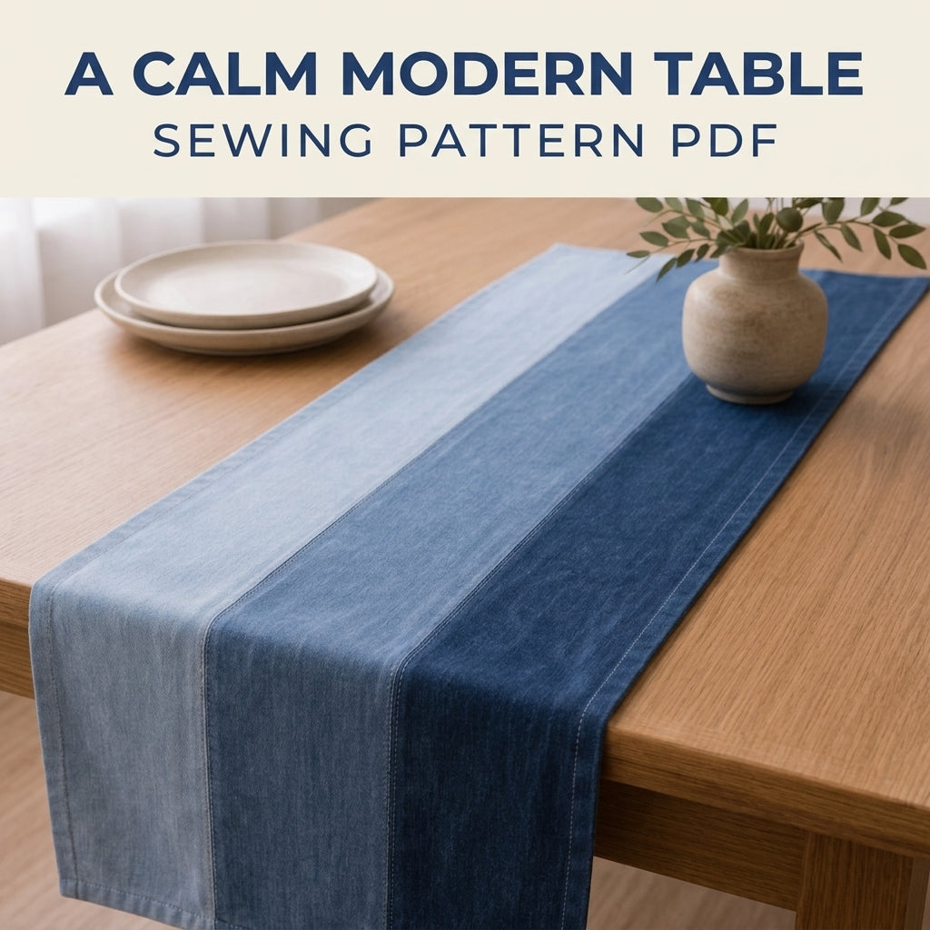 Ombré Denim Table Runner Sewing Pattern PDF – Upcycled Jeans Table Runner