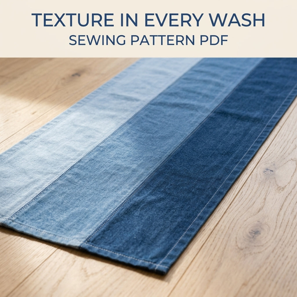 Ombré Denim Table Runner Sewing Pattern PDF – Upcycled Jeans Table Runner