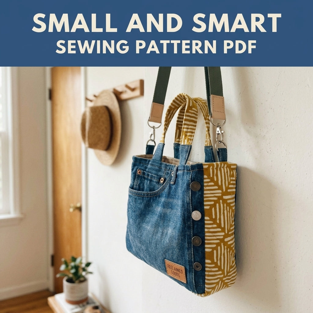 Jeans Pocket Mini Tote Sewing Pattern PDF – Upcycled Denim Crossbody