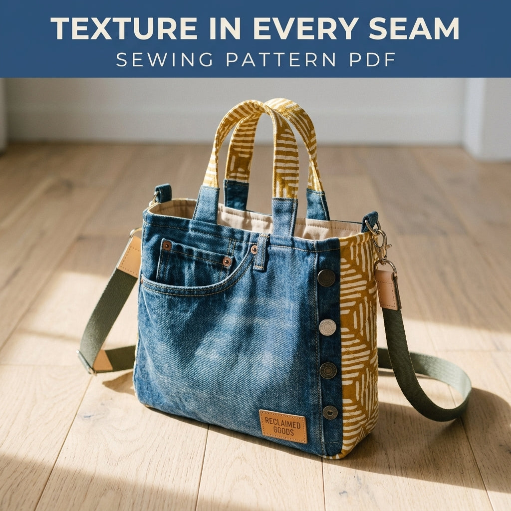Jeans Pocket Mini Tote Sewing Pattern PDF – Upcycled Denim Crossbody
