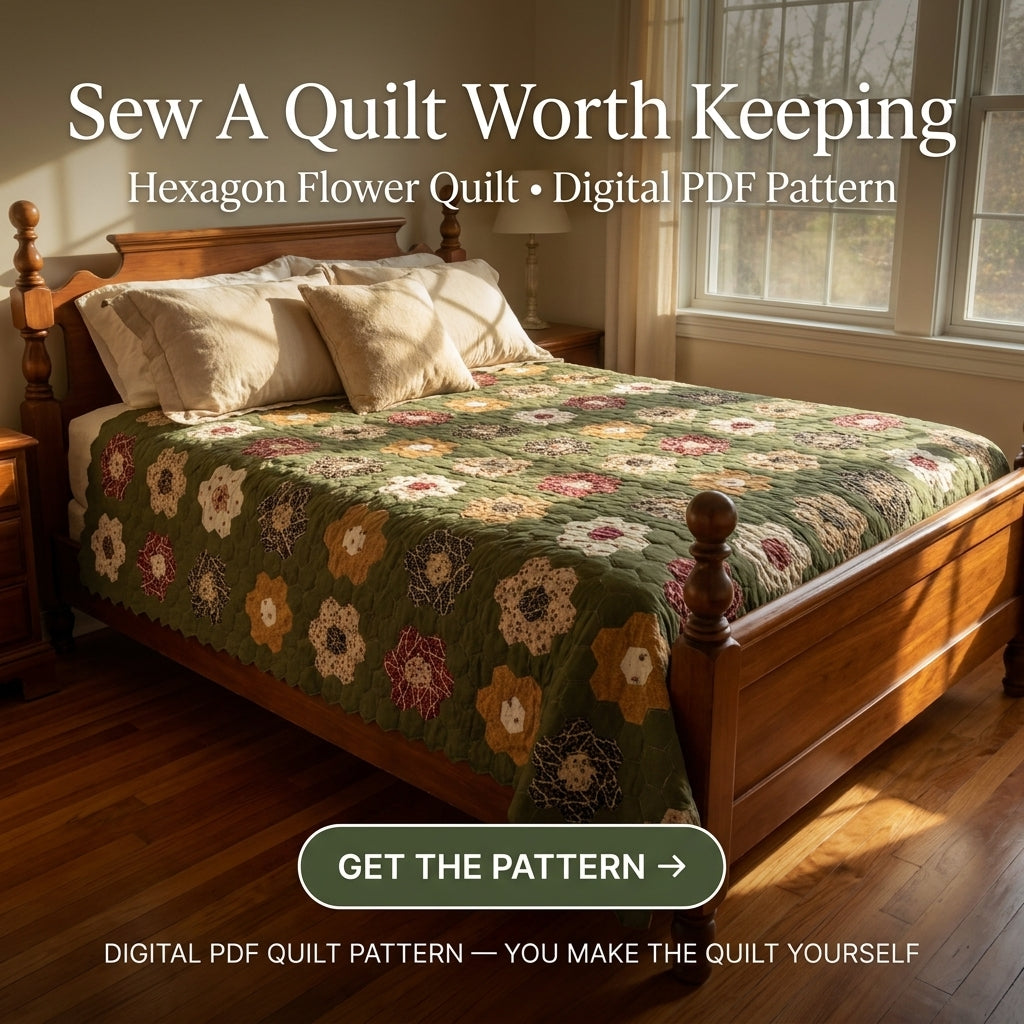 Grandmother's Flower Garden Hexagon Quilt Pattern | English Paper Piecing Hexie Quilt | Vintage Rosette Design | PDF Instant Download
