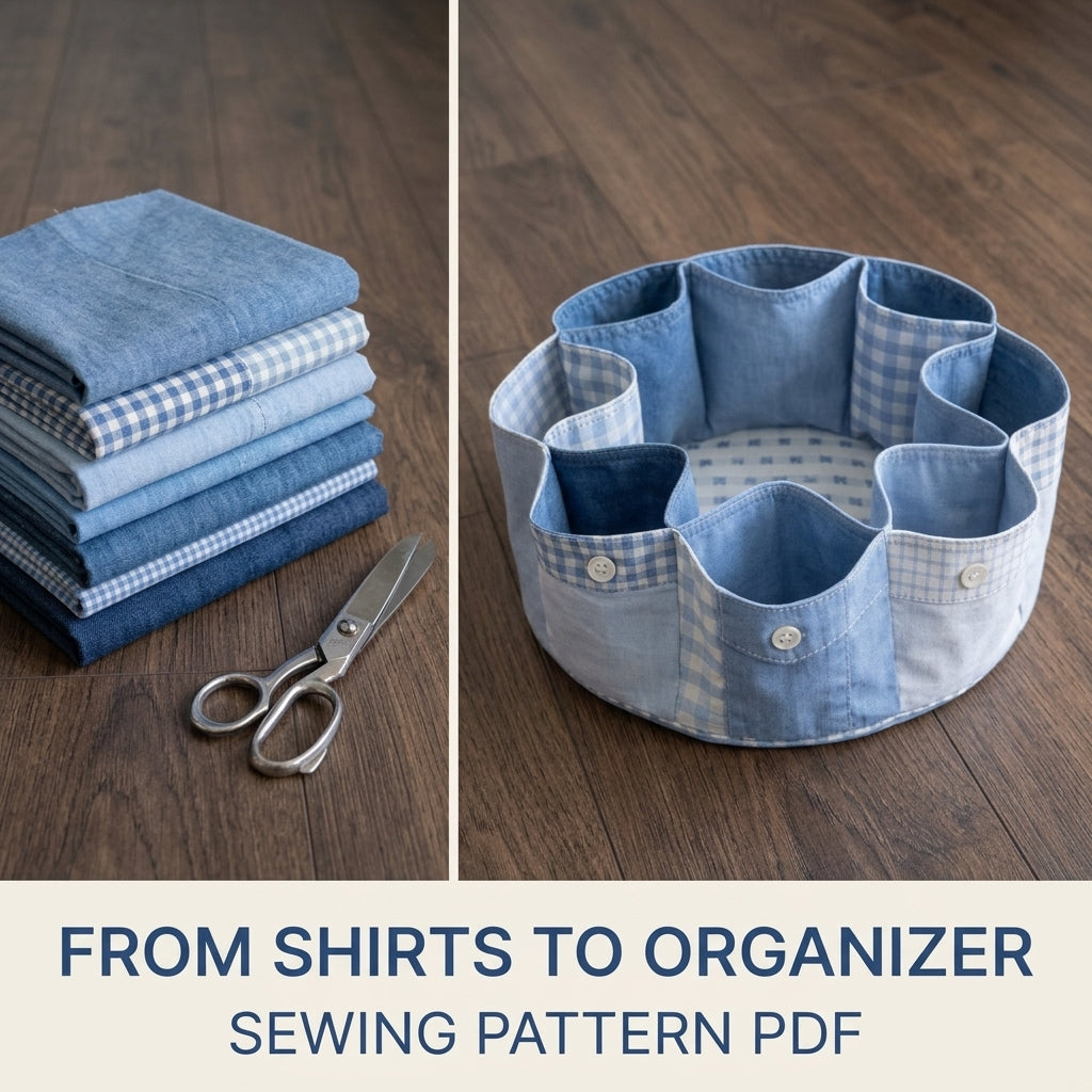 Shirt Pocket Petal Organizer Sewing Pattern PDF – Upcycled Shirt Sewing Caddy