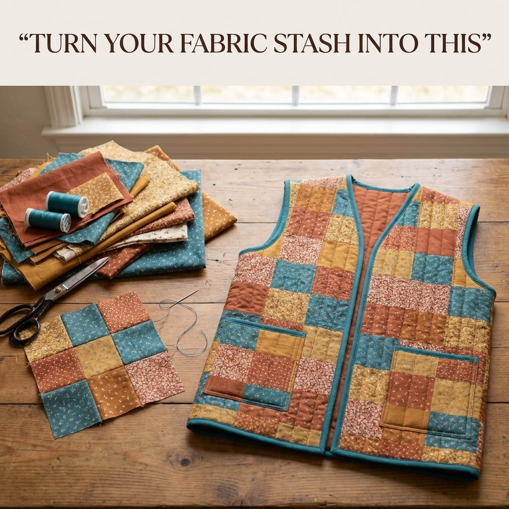 Quilted Vest Sewing Pattern – Patchwork Vest with Patch Pockets