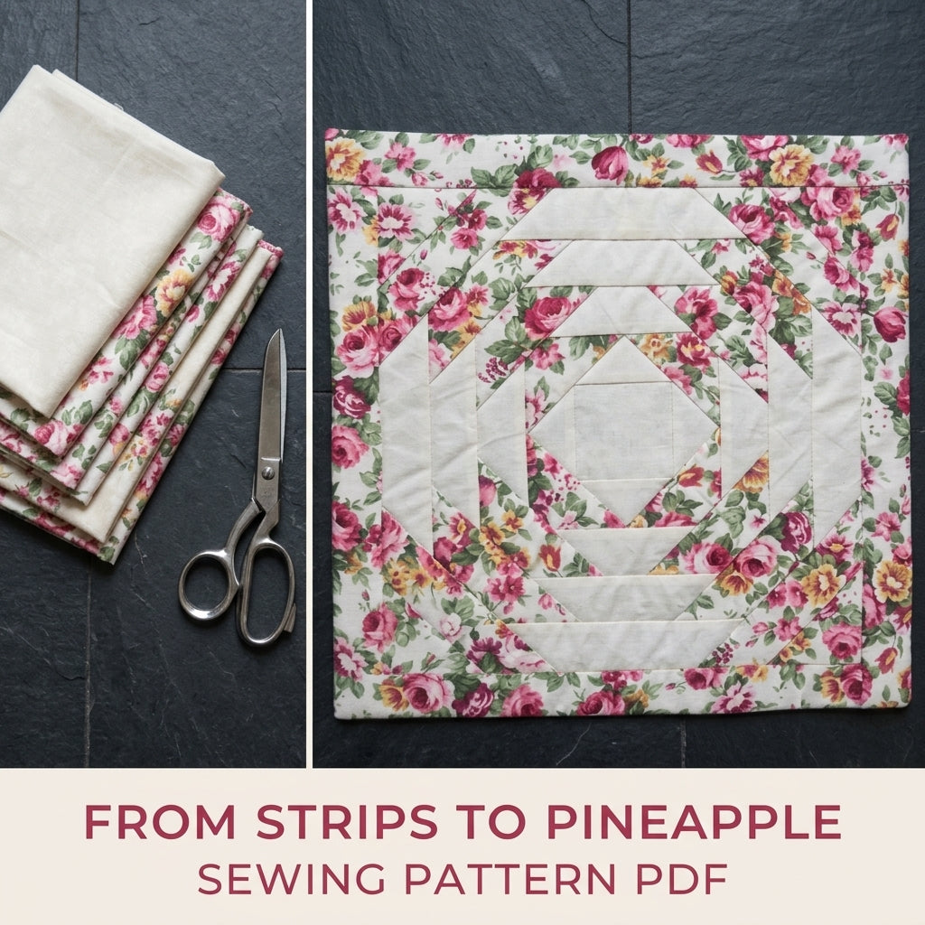 Rose Pineapple Block Table Square Sewing Pattern PDF – Quilted Table Mat