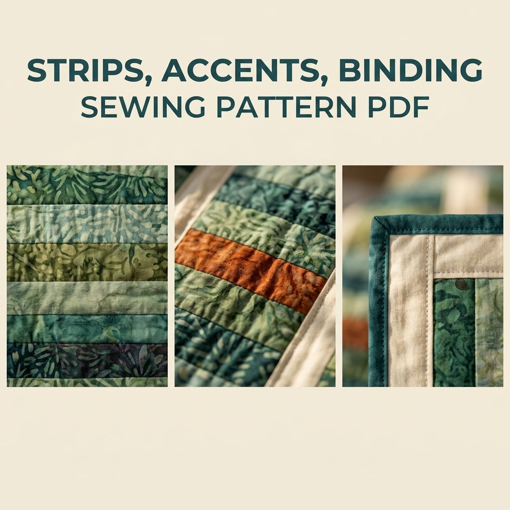Modern Coin Stack Quilt Pattern PDF – Strip Throw Quilt with Batik Columns and Cream Sashing